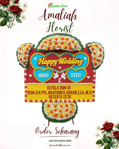Karangan Papan Bunga Pernikahan di Tomulabutao